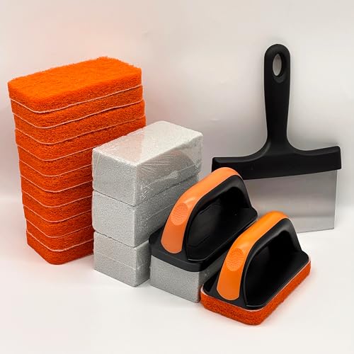 19 in 1 Griddle Cleaning Kit for Blackstone Accessories, Flat Top Grill Cleaning Kit w/Griddle Scraper, 4 Grill Stone, Griddle Brush Easy to Remove Stain - 5060