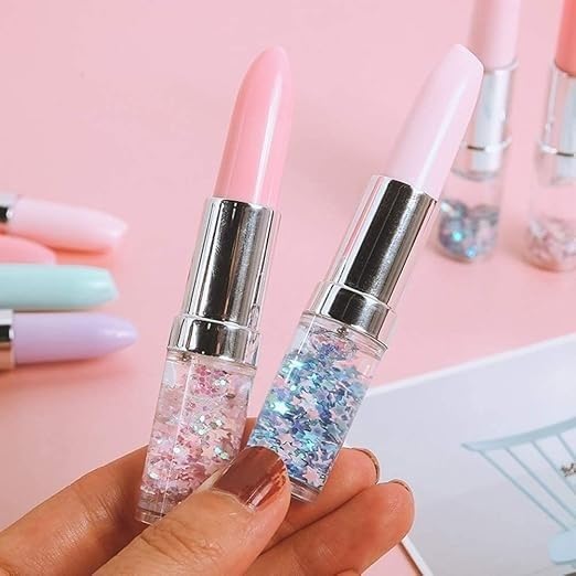 Image of ECLET Glitter Lipstick Pen Set (Pack of 12) - Cute Fancy Ball Pens for Kids, Smooth Writing Stationery, Lipstick Shape Novelty Pens for School, Return Gifts & Party Favors-T