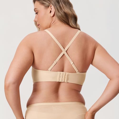 Image of DELIMIRA Women's Strapless Bra Minimizer Seamless Underwire Unlined Bandeau for Big Bust