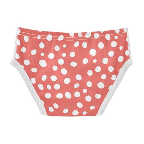 KLL White Polka Dot Red Background Boys Toddler Pure Cotton Boxer Briefs Cute Undies2