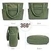 Captain Blues Tote Bag for Women with Zip, Large Capacity Work Bag with Compartments & Pockets, Soft Cotton Lining, for College, Teacher, Uni, School, Travel, Shopping (Green) #5