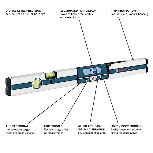 Image of BOSCH GIM 60 24 Inch Digital Level, Includes 4 AA Batteries & Carrying Case