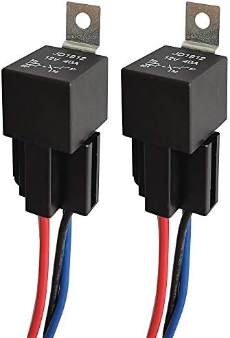 Gebildet JD1912 Car Relay Harness 12V 40A 4 Pin SPST Harness Sockets with Color-Labeled Wires for Automotive Truck Van Motorcycle Boat (Pack of 2)