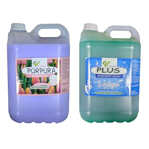 Pack Suavizante Concentrado Purpura 5L + Detergente Concentrado 5L + | Limpieza Profunda | Fragancia Duradera | Protege Color de la Ropa | Suavidad y Frescor Duradero