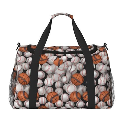 Baseball Basketball Football Hockey Print Daily essentials Large Capacity Hand Carry Bag for Weekend Getaways style Bags