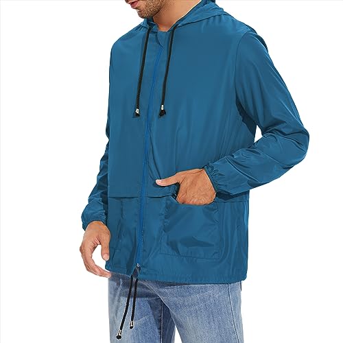 Image of Durio Packable Rain Jacket Mens Waterproof with Hood Lightweight Raincoat for Men Hiking Cycling Windbreaker