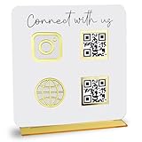 Skywin Acrylic QR Code Sign for Business, Elegant Custom Cash App QR Code Sign Display Holder for Home and Office Desk Decor (White)