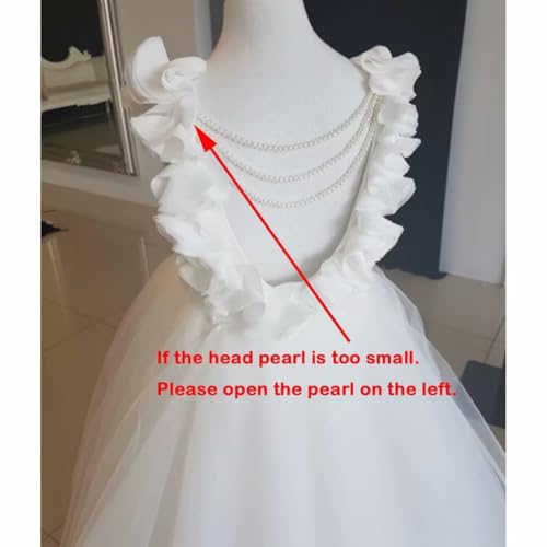 Flower Girl Dress First Communion Dress Little Flower Train and Back Hollow Out Pearls 2-142