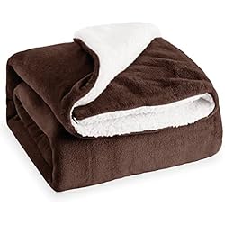 Colcha Marron Chocolate Don Descanso Manta Reversible Microvisón y Tejido Tipo Sherpa Mod. Newconfort, 150x200 cm. Sofá, Cama 90 o Sobrecama, Extrasuave, Cálida, Marrón Chocolate, Lavable a máquina, Resistente a Las Arrugas