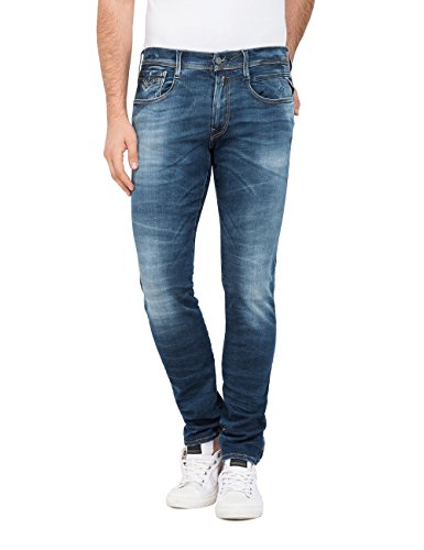 Preisvergleich Produktbild Replay Herren Anbass Slim Jeans, Dark Blue 7, 36W / 34L