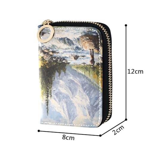 Floral Wallet Women Small Cute Card Holder RFID Blocking Vintage Mountain River Coin Change Purse with Zipper3