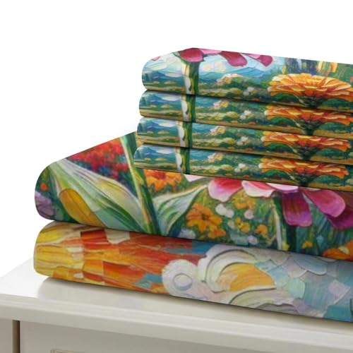 Housse de couette Zinnia Elegans 3D 200x200 microfibre - 6