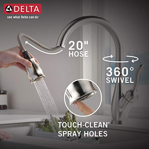 Delta Faucet Leland Single-Handle Kitchen Sink Faucet with Pull Down Sprayer, ShieldSpray Technology and Magnetic Docking Spray Head, SpotShield Stainless 9178-SP-DST