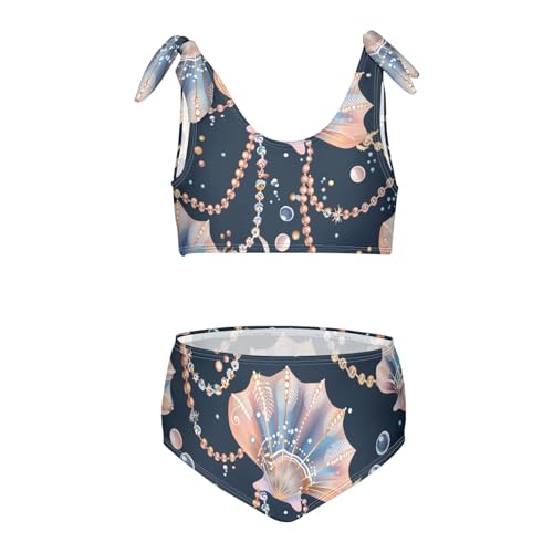 Girls' Bikini Set, Cute and Beautiful Shells Kids Swimsuit 2 Pcs Beach Bathing Suit