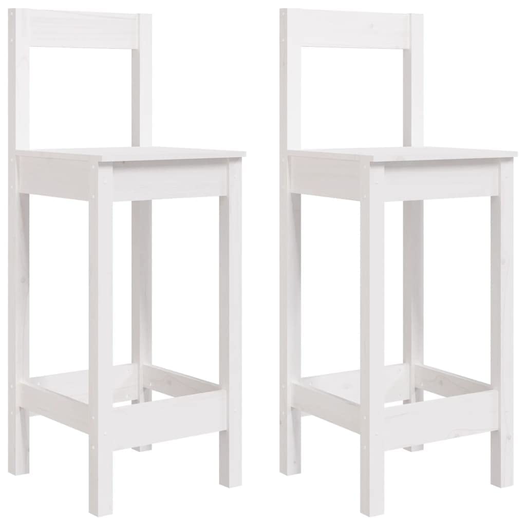 vidaXL 2X Taburetes Altos Asiento Silla Comedor Cocina Sala de Estar Salón Bar Bistró Mueble Interior Decoración Madera Maciza Pino Blanco