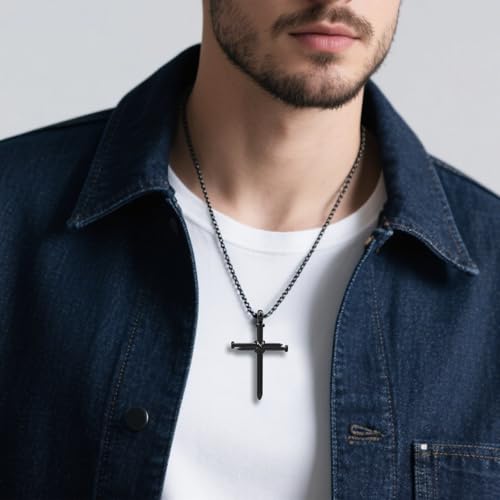 Cross Necklace for Men Boys Birthday Valentine's Day Christmas Christian Baptism Gifts2