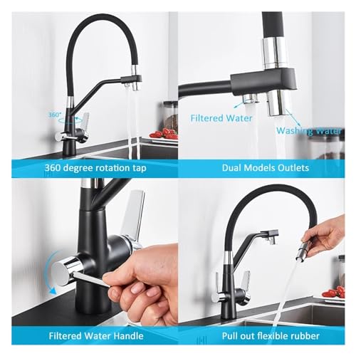 Robinet de cuisine filtrant rotatif 360 système purification