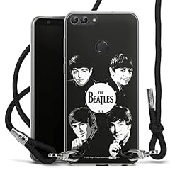 Coque Collier Compatible avec Huawei P Smart (2018) Coque avec Cordon Coque avec Cordon The Beatles Logo Black & White - Les Beatles, Paul McCartney, John Lennon, RIngo Starr, George Harrison