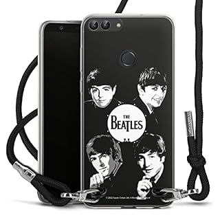 Coque Collier Compatible avec Huawei P Smart (2018) Coque avec Cordon Coque avec Cordon The Beatles Logo Black & White - Les Beatles, Paul McCartney, John Lennon, RIngo Starr, George Harrison