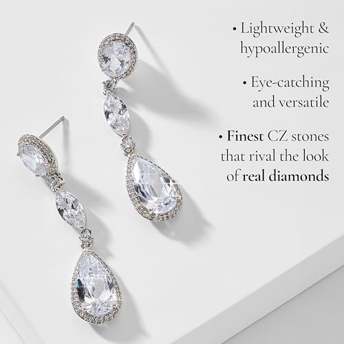 Nadri Teardrop Earrings For Women - Oval Dangle Earrings for Women, Hypoallergenic Earrings For Women, Exquisite Cubic Zirconia Womens Jewelry4