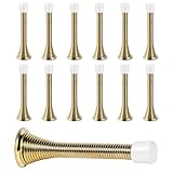 KISEER 12 Pack Spring Door Stops 3 1/4 Inch Flexible Heavy Duty Spring Door Stopper with RustProof Screw Rubber Bumper Tips (Gold)