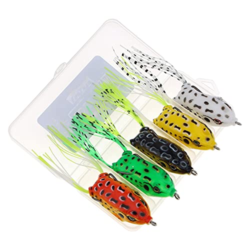 Funzhan Fishing Soft Frog Topwater Lures Creature Bullfrog Baits Swimbaits Crankbaits Jerkbaits Weedless Design Hook for Bass Trout Crappie Snakehead Saltwater