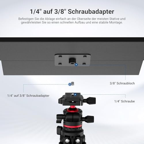 NEEWER 39×29×1,3cm Metall Laptop Projektor Notebook Tablett Halterung, abnehmbar, mit 1/4“ bis 3/8 Schraubenadapter für Stativ Befestigungsständer für Bühne, Besprechung, Vortrag im Freien, MS016A