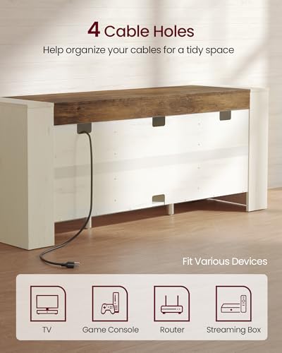 Image of VASAGLE TV Stand, Farmhouse Entertainment Center with Storage Cabinets | Media Console Table for Living Room, Bedroom, for 65 Inch TV, Rustic White and Honey Brown ULTV623W201S