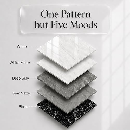 Image of Very Berry Sticker Marble Contact Paper (Deep Gray, 48 inch x 118 inch, 1 Pack) | Authentic marble pattern, Thick, Waterproof, Laminate vinyl, Self adhesive, Peel and stick wrap, For countertop and wall