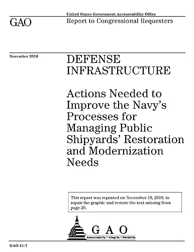 Defense infrastructure :actions needed to improve the Navys processes for managing public shipyards restoration and modernization needs : report to congressional requesters.