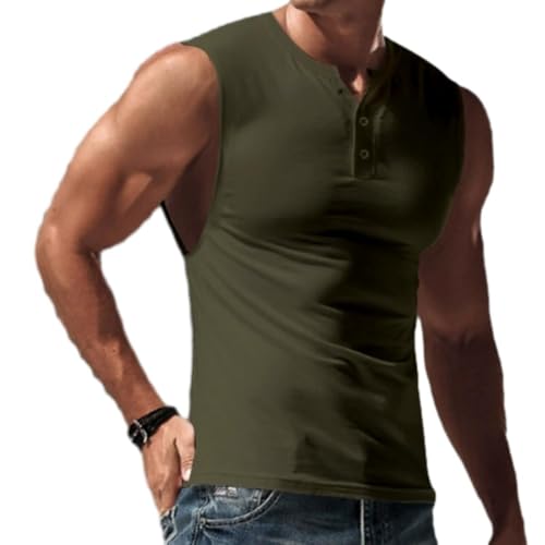 Men's Tank Top Soft Sweating Breathable Sportshirt Outdoor Exercise Running Muscle Shirt Lightweight Fashion Casual Sleeveless T-Shirt A-Army Green M