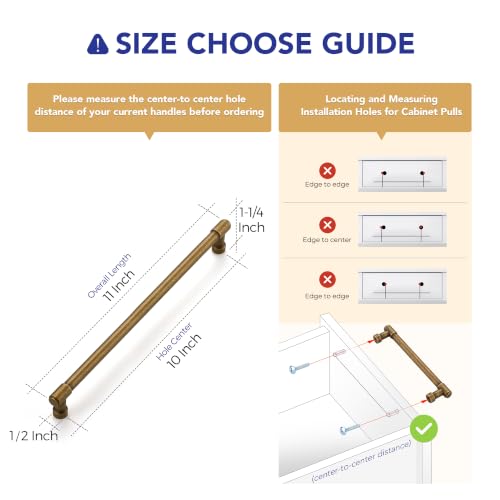Image of Ravinte Antique Brass Kitchen Pulls Cabinet Handles 10 Inch 10 Pack