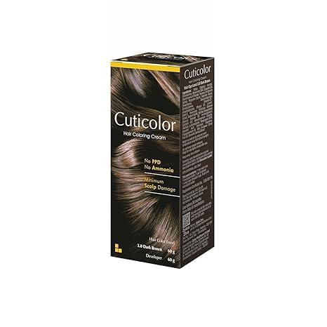 Permanent Hair Color Cream|Suitable for Sensitive Skin|Eco Mechanism to Preserve Scalp Health|No Ammonia|No PPD|Enriched with Portulaca & Boseivela Extract-Dark Brown(60g)