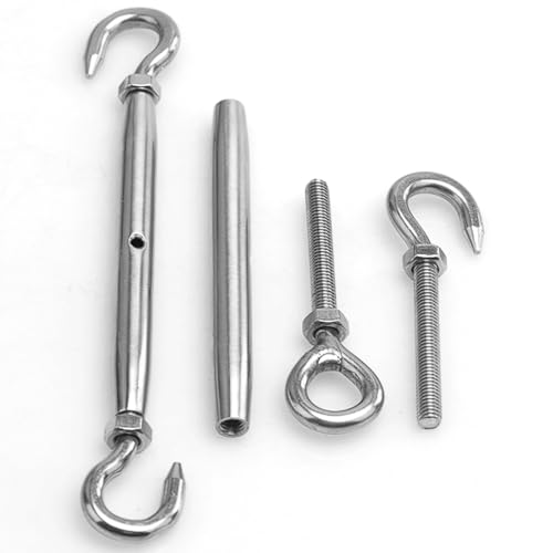 Tensor de Cuerpo Cerrado de Acero Inoxidable 304, Tipo Gancho y Ojal con Rosca Invertida para Tensado de Cable de Alambre (M5) miniatura 6