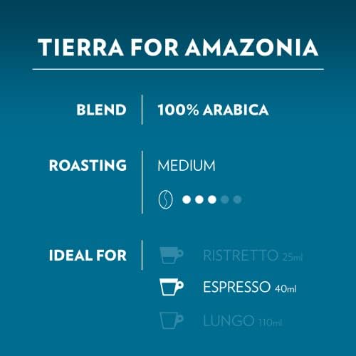 Lavazza A Modo Mio Tierra for Amazonia, 256 Coffee Capsules, for an Espresso with Chocolate Notes, 100% Arabica, Intensity 8/13, Medium Roast, 16 Packs x 16 Capsules