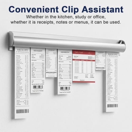 Image of 2 Pack 24 Inch Adhesive Mount Ticket Holders with Pen Slot, No Drill Order Rack for Kitchen, Restaurant, Office, Bars, Cafes, Walls & Refrigerator