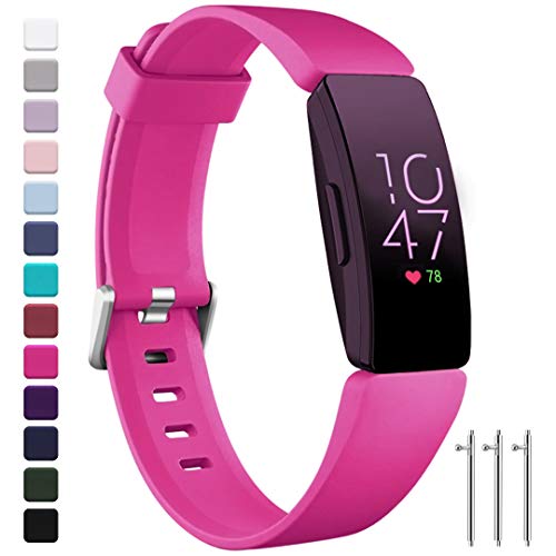 Ouwegaga Compatible with Fitbit Inspire Bands Women Men and Fitbit Ace 2 Straps for Kids Rose Pink Large