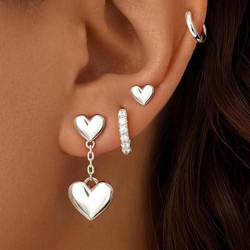 Image of Small Gold Huggie Hoop Earrings Set for Women Men Hypoallergenic 14K Plated Stack Cartilage Earrings, Sterling Silver Multiple Piercing Lightweight Mini Thin Cute Dainty Trendy Jewelry Gifts for Women