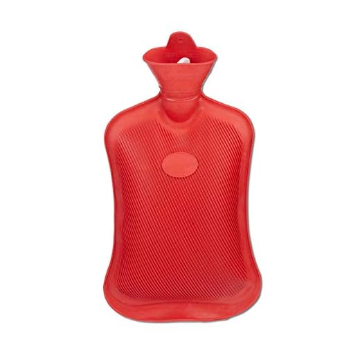 Relaxdays Bolsa de Agua Caliente Sin Funda, Calentador Cama, Goma Natural, 2 L, Rojo