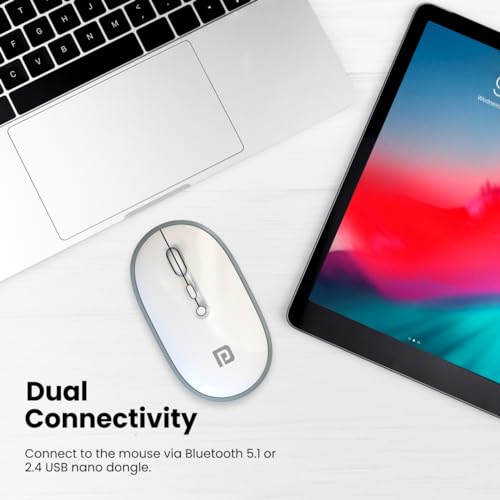 Portronics Toad II Bluetooth Mouse, with Bluetooth 5.0 & 2.4 Ghz Dual Wireless Connectivity, Rechargeable Battery, Adjustable DPI up to 1600 Compatible with Laptop, MacBook, PC (Grey) 2 41V0yLvozGL