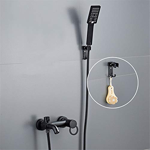 Robinet de douche mural en laiton noir pour baignoire avec douchette à main - 4