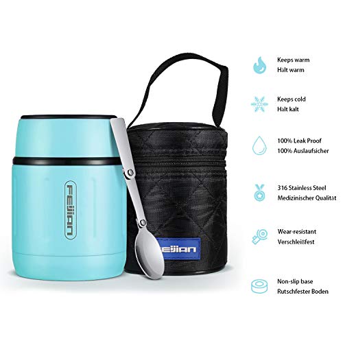 Healter Voedselkolf met klep | Soepthermo met geïsoleerde zak en opklapbare lepel | Draagbare roestvrijstalen… - Image 3