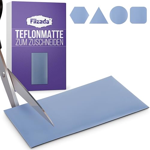 Filzada Teflongleiter Selbstklebend - Zuschnitt in 200 x 100 mm - PTFE Schicht 2 4 mm stark - Teflon Gleiter Zuschneidbar - Möbelgleiter Kunststoff - Möbelgleiter Teflon Zuschnitt