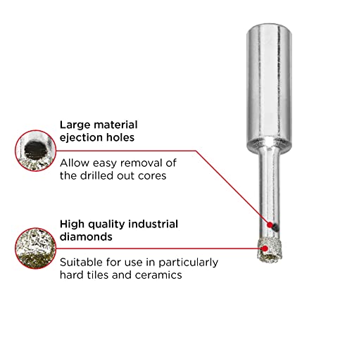 kwb Diamond Hole Saw diameter 5 Mm With Diamond-Coated Cutting Surface, High Precision, Large Material Ejection and Round Shank - Image 3
