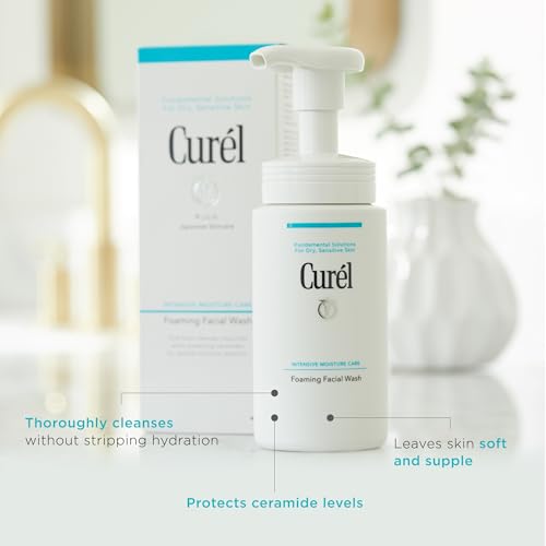 Image of Curel Japanese Skin Care Foaming Daily Face Wash for Sensitive Skin, Hydrating Facial Cleanser for Dry Skin, pH-Balanced and Fragrance-Free, 5 Oz (Step 2 of 2-Step Skincare)