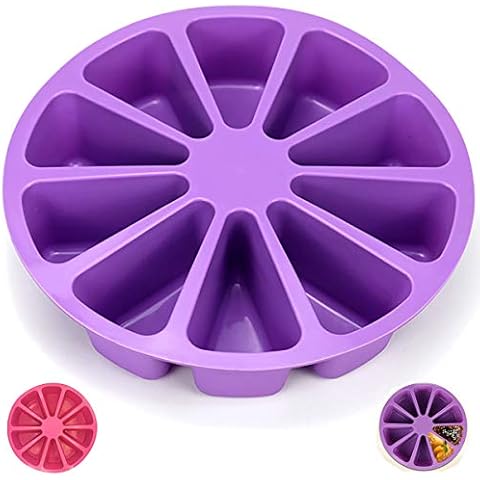 Goeielewe Silicone Baking Molds 10-Cavity Silicone Portion Cake Mold Soap Mould Pizza Slices Pan, Triangle Cake Pan DIY for Cornbread Brownies Muffins Kitchen Baking Tool (Random Color) Cover