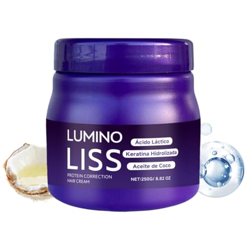 Lumino Liss Alisado, crema alisadora para el cabello liso y sedoso sin encrespamiento con brillo prolongado, repara y nutre el cabello de forma profunda，250 g