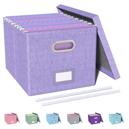 Image of Oterri File Organizer, File Box, File Cabinet for Letter File Folder Storage, Hanging File Organizer for Office/Decor/Home,Document Organizer, 1 Pack, Lavender-Box Only