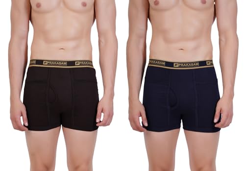 Image of PRAKASAM COTTON -Marlow Mens 100% Pure Combed Cotton Outer Elastic Pocket Trunks (Pack of 6)