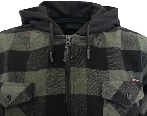 ROCK-IT Apparel I heren flanellen overhemd met capuchon I lange mouwen I lumberjack geruit I premium casual overhemd I maten S-5XL I Grijs/Zwart XL